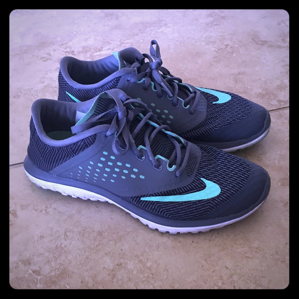Grey and mint nike shoes